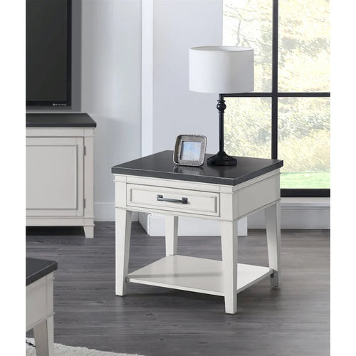 Del Mar 24 White and Grey 1-Drawer End Table