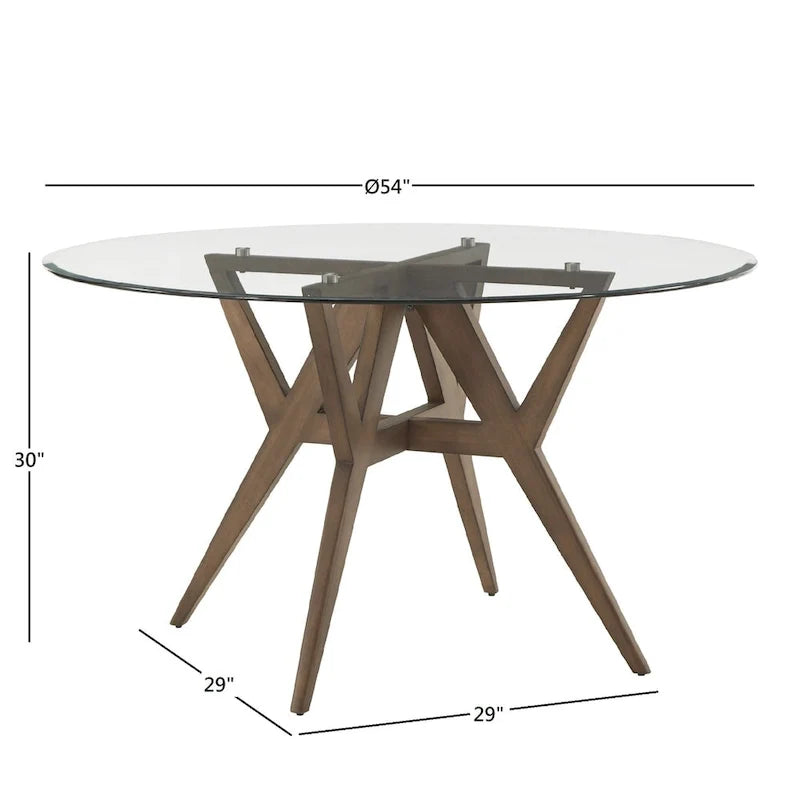 Mesa de comedor redonda moderna de mediados de siglo con base de nogal