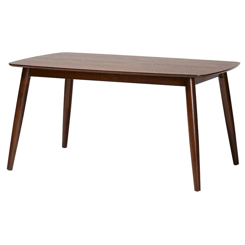Mesa de comedor de madera con acabado moderno de mediados de siglo