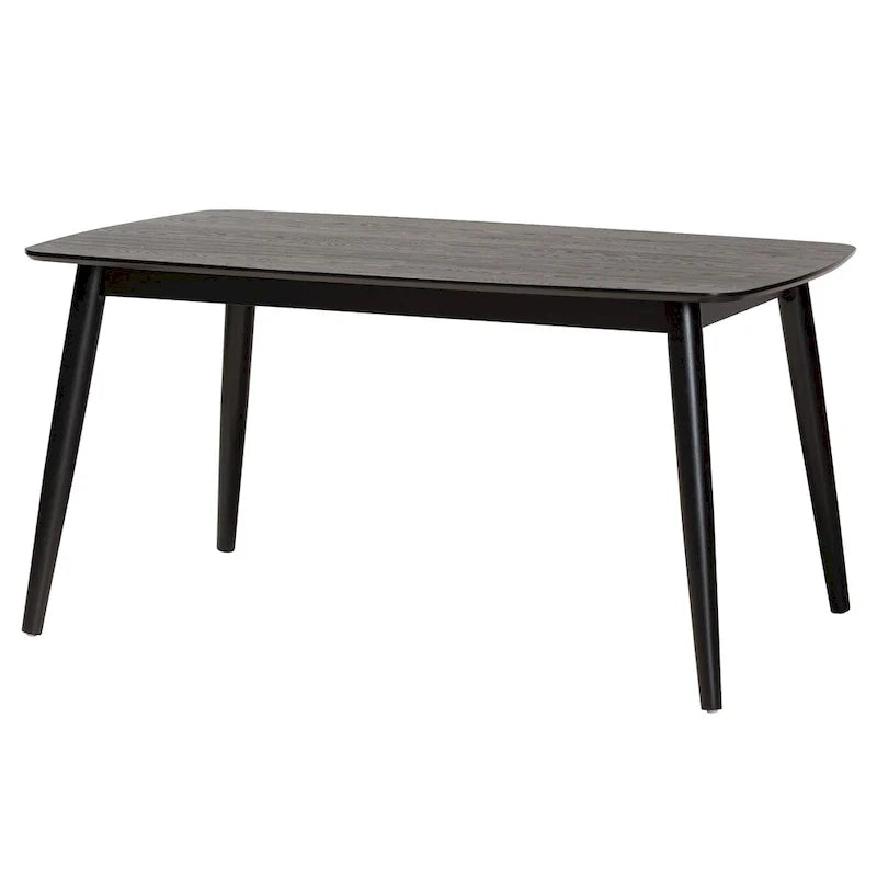 Mesa de comedor de madera con acabado moderno de mediados de siglo