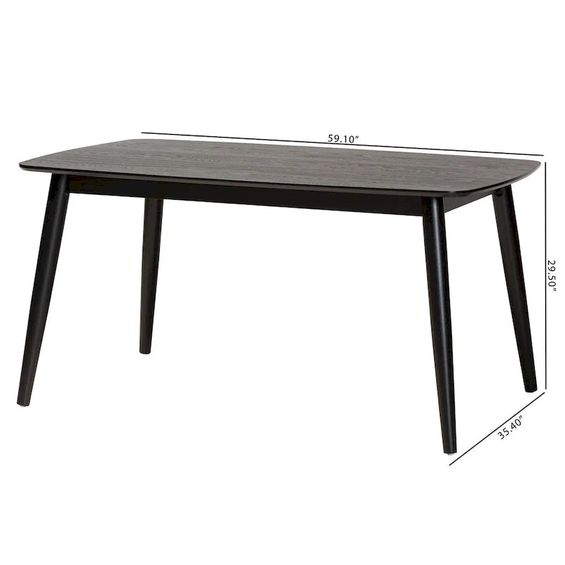 Mesa de comedor de madera con acabado moderno de mediados de siglo