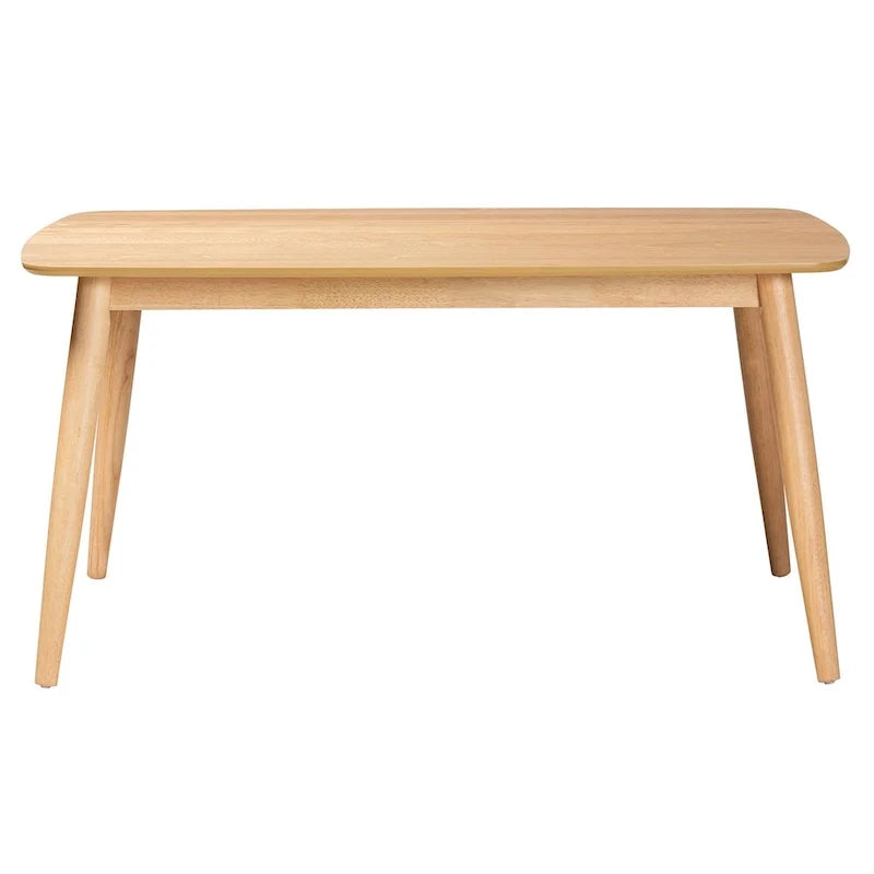 Mesa de comedor de madera con acabado moderno de mediados de siglo