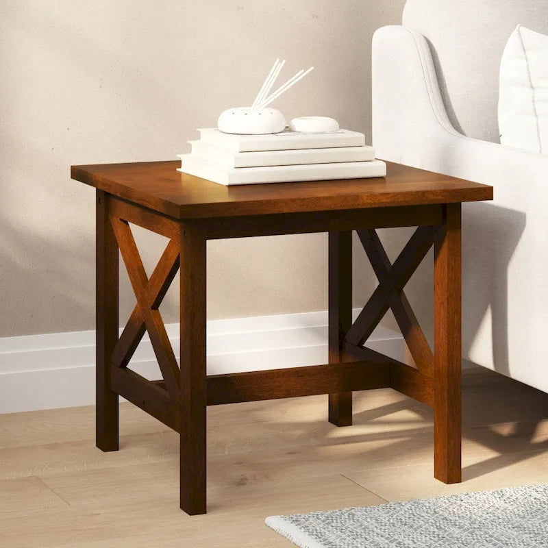 Table d’appoint classique de style rustique en bois massif