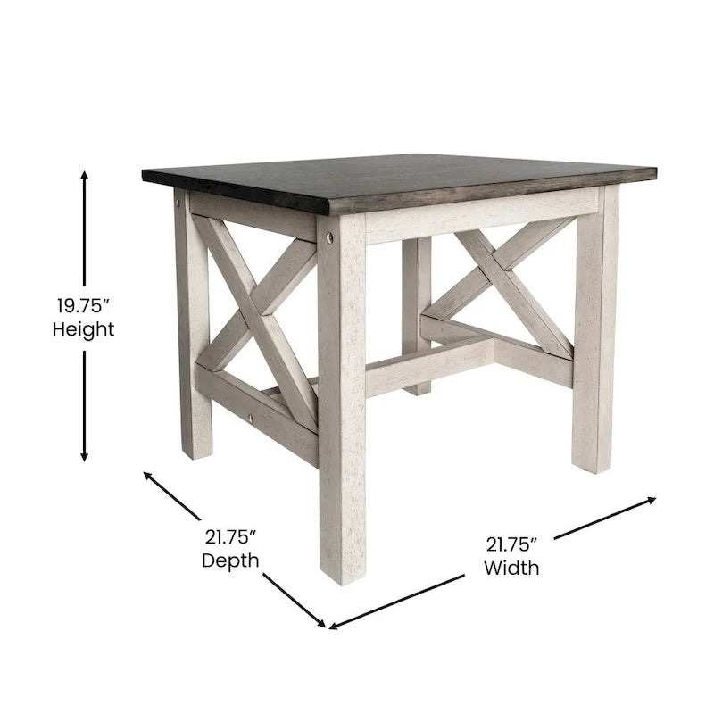 Table d’appoint classique de style rustique en bois massif