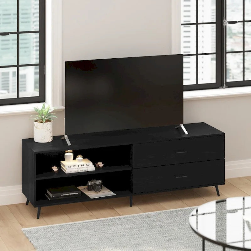 TV-Ständer für Fernseher bis zu einer bestimmten Größe, mit verstellbarem Regalboden und Aufbewahrungsschubladen
