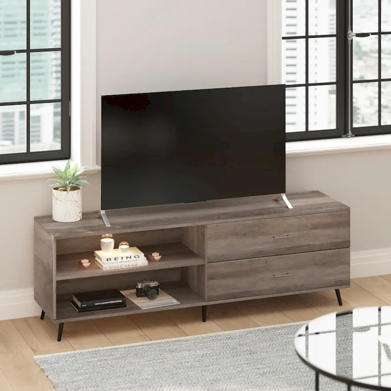 TV-Ständer für Fernseher bis zu einer bestimmten Größe, mit verstellbarem Regalboden und Aufbewahrungsschubladen