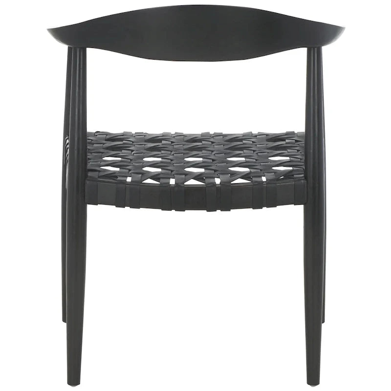 Fauteuil d’appoint en cuir tressé et bois massif (entièrement assemblé) - L25 x P22 x H22 - 25Lx22Px22H
