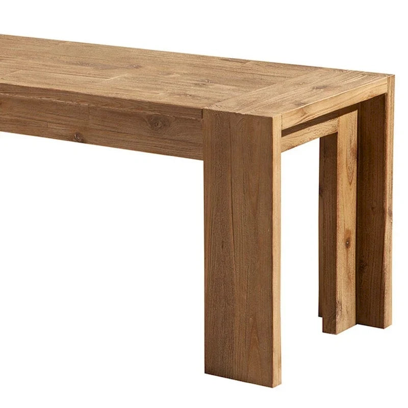 Banco de madera maciza de acacia con patas con soportes, marrón - 18 H x 58 W x 16 L pulgadas