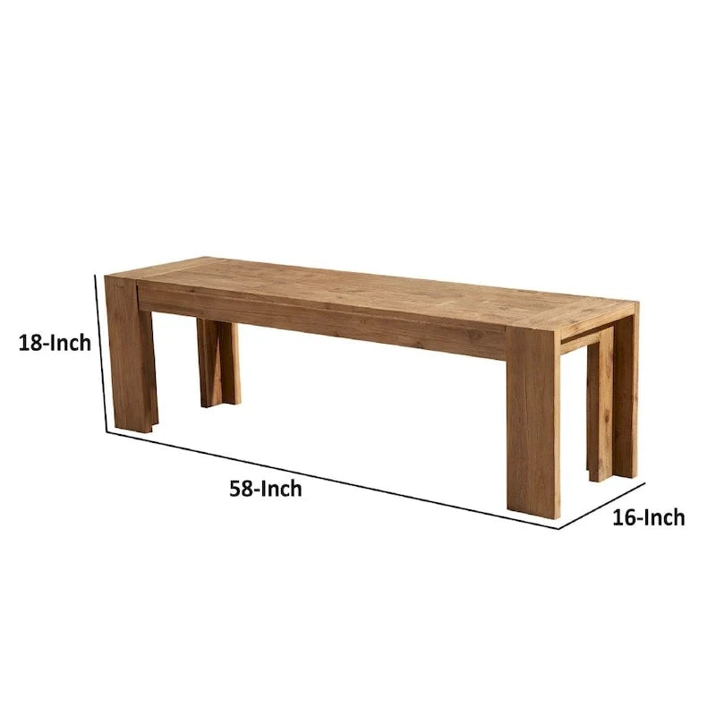 Bank aus massivem Akazienholz mit Kufenbeinen, Braun - 18 H x 58 W x 16 L Zoll