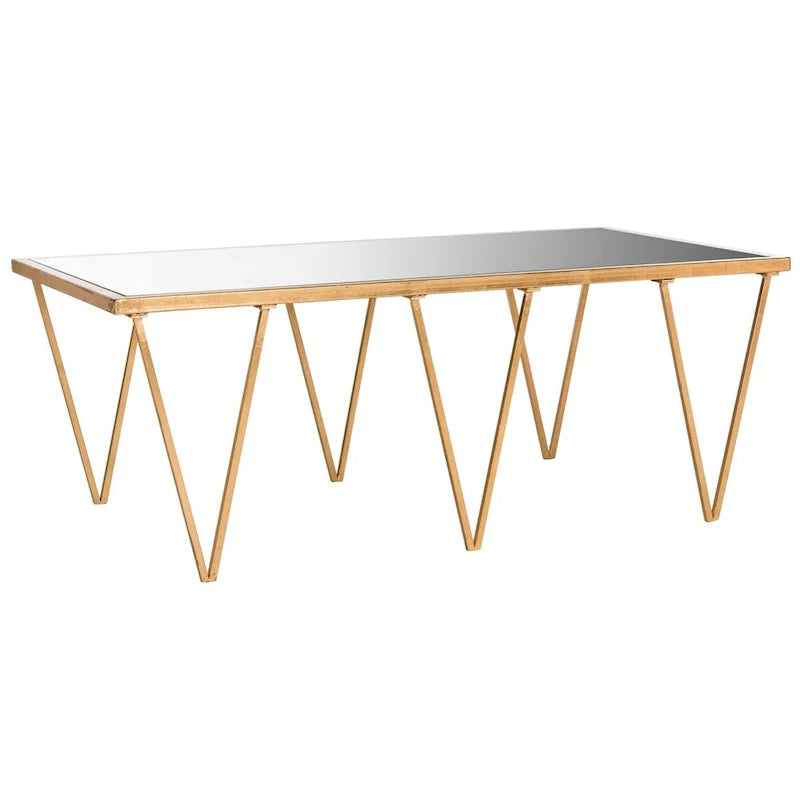 Mesa de centro con hojas doradas envejecidas - 48 x 18.3 x 27 - 48Wx18Dx27H