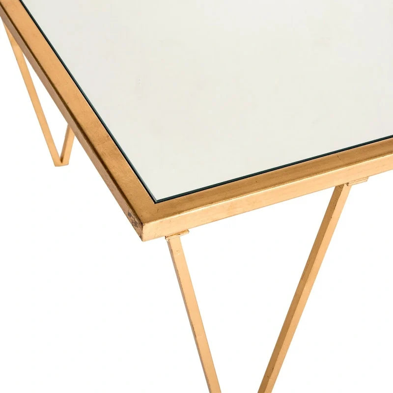 Mesa de centro con hojas doradas envejecidas - 48 x 18.3 x 27 - 48Wx18Dx27H