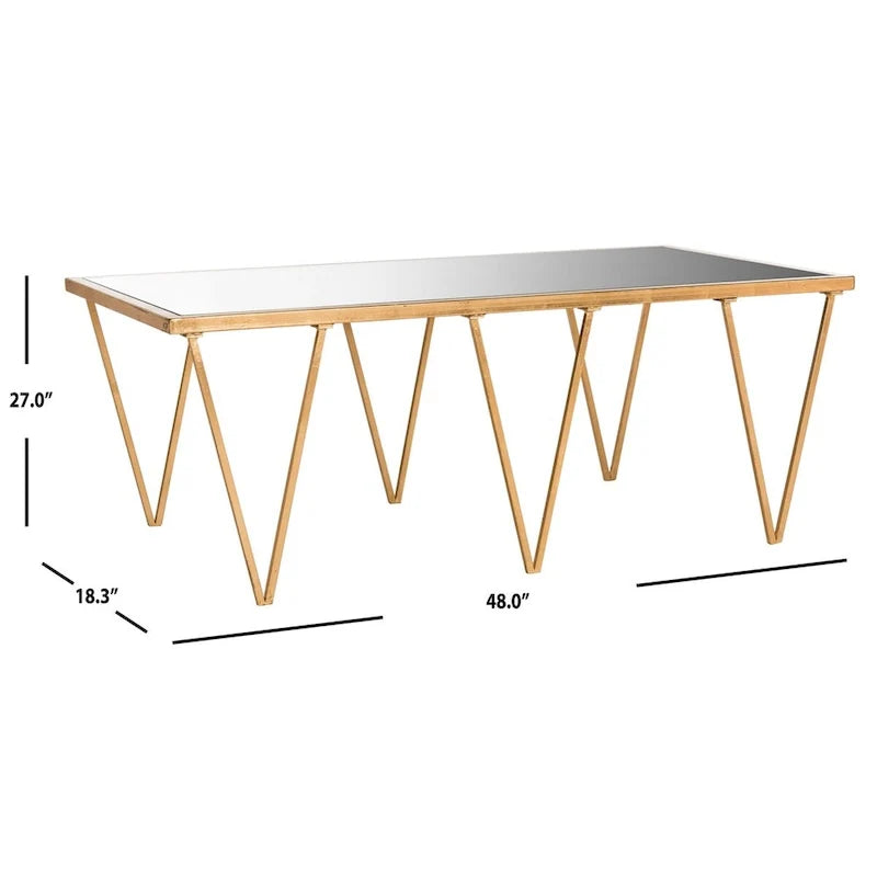 Mesa de centro con hojas doradas envejecidas - 48 x 18.3 x 27 - 48Wx18Dx27H