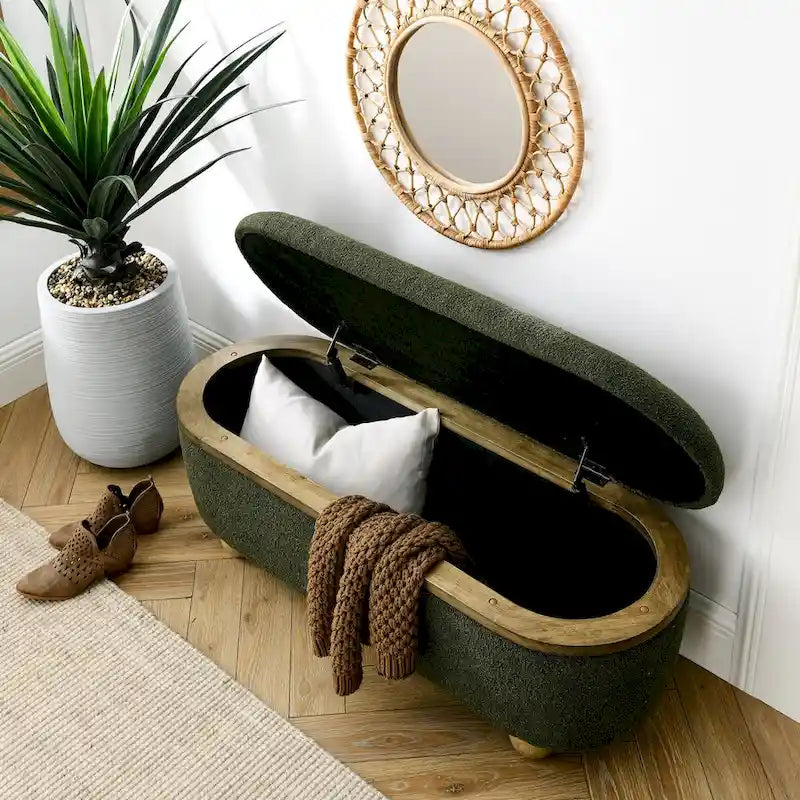 Banco otomano de almacenamiento tapizado para el pie de cama, con espacio de almacenamiento y asiento, ideal para guardar mantas grandes