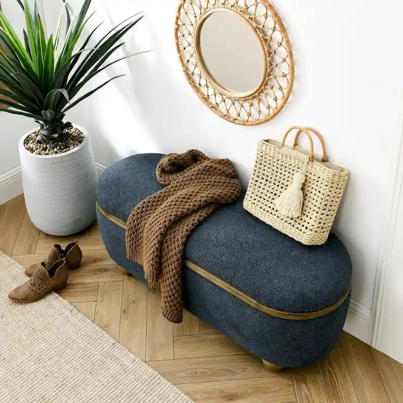 Banco otomano de almacenamiento tapizado para el pie de cama, con espacio de almacenamiento y asiento, ideal para guardar mantas grandes