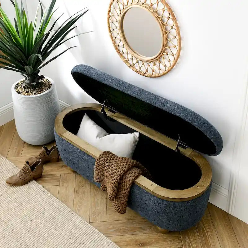 Banco otomano de almacenamiento tapizado para el pie de cama, con espacio de almacenamiento y asiento, ideal para guardar mantas grandes