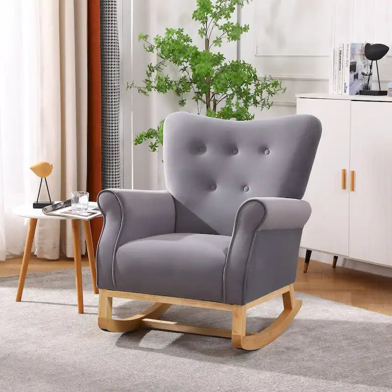 Fauteuil à bascule rembourré pour chambre de bébé ou salon, petit fauteuil contemporain à bascule, fauteuil à accoudoirs rembourré pour enfant