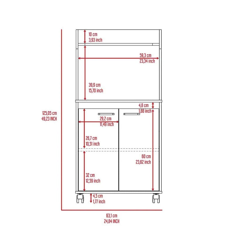 Modern Kitchen Cabinet Microwave Cart with 1 Shelf and 2 Doors