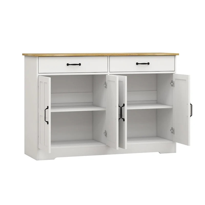 Farmhouse Buffet Cabinet Storage Sideboard with 2 Drawers and 4 Doors