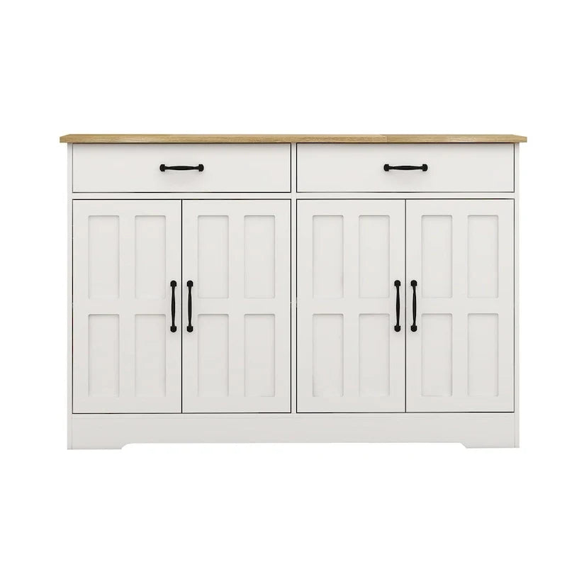 Farmhouse Buffet Cabinet Storage Sideboard with 2 Drawers and 4 Doors