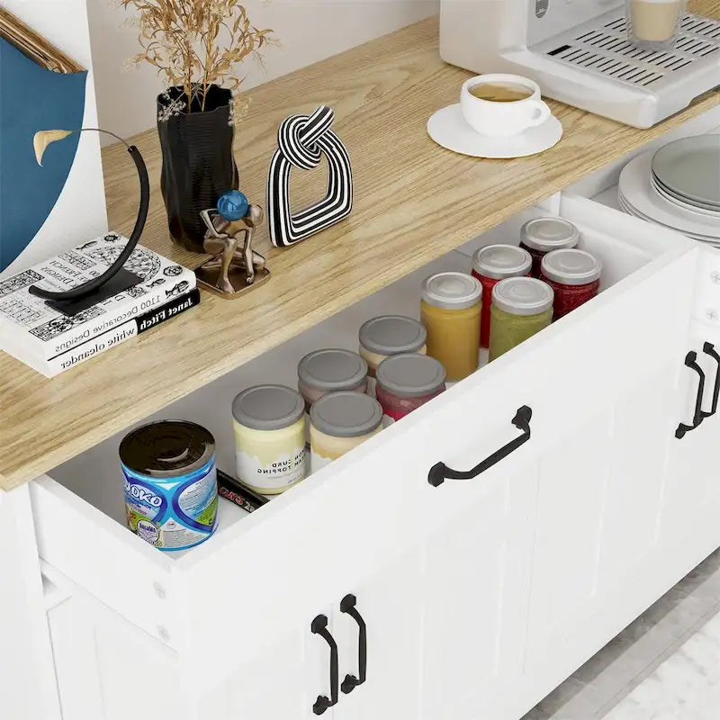 Farmhouse Buffet Cabinet Storage Sideboard with 2 Drawers and 4 Doors