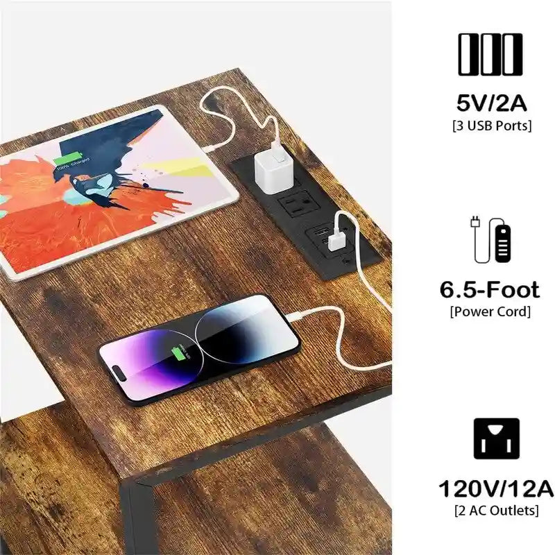 Beistelltisch mit Ladestation - 11.8D x 15.7W x 23.6H