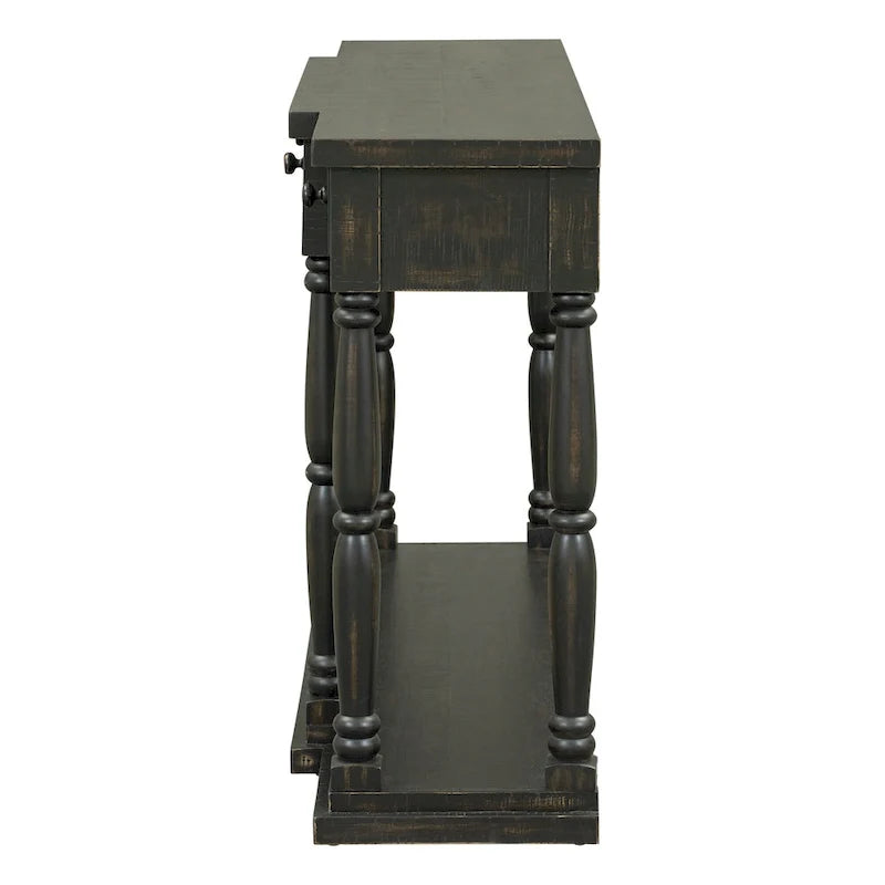 Table console rétro avec 4 tiroirs de rangement à façade avant et 1 tablette