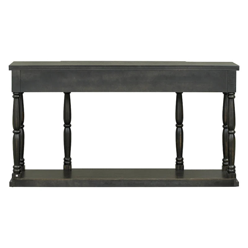 Table console rétro avec 4 tiroirs de rangement à façade avant et 1 tablette