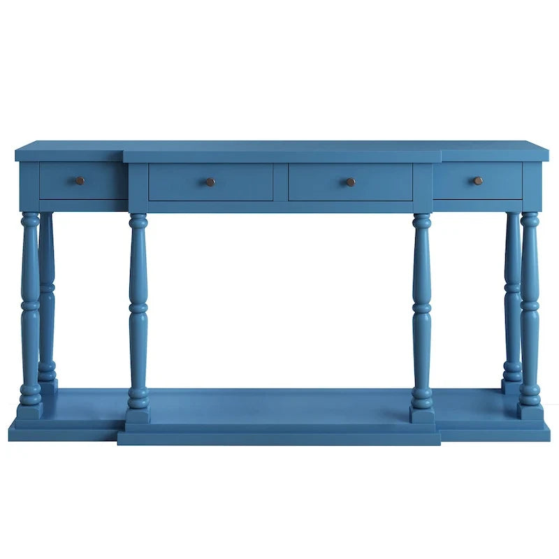 Table console rétro avec 4 tiroirs de rangement à façade avant et 1 tablette