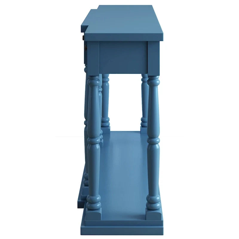 Table console rétro avec 4 tiroirs de rangement à façade avant et 1 tablette
