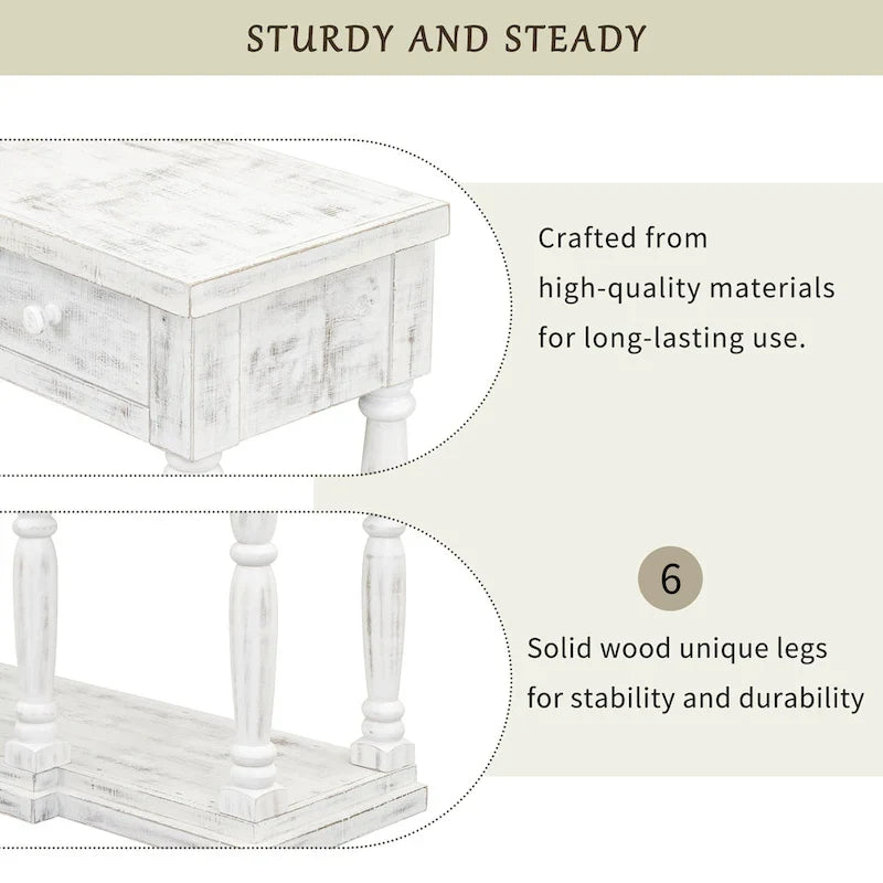 Table console rétro avec 4 tiroirs de rangement à façade avant et 1 tablette