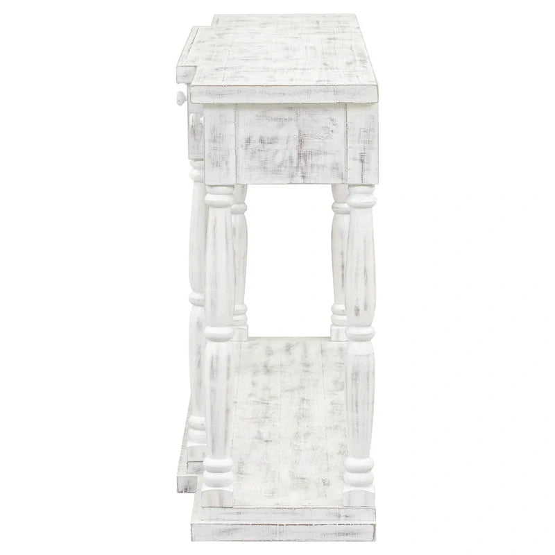 Table console rétro avec 4 tiroirs de rangement à façade avant et 1 tablette