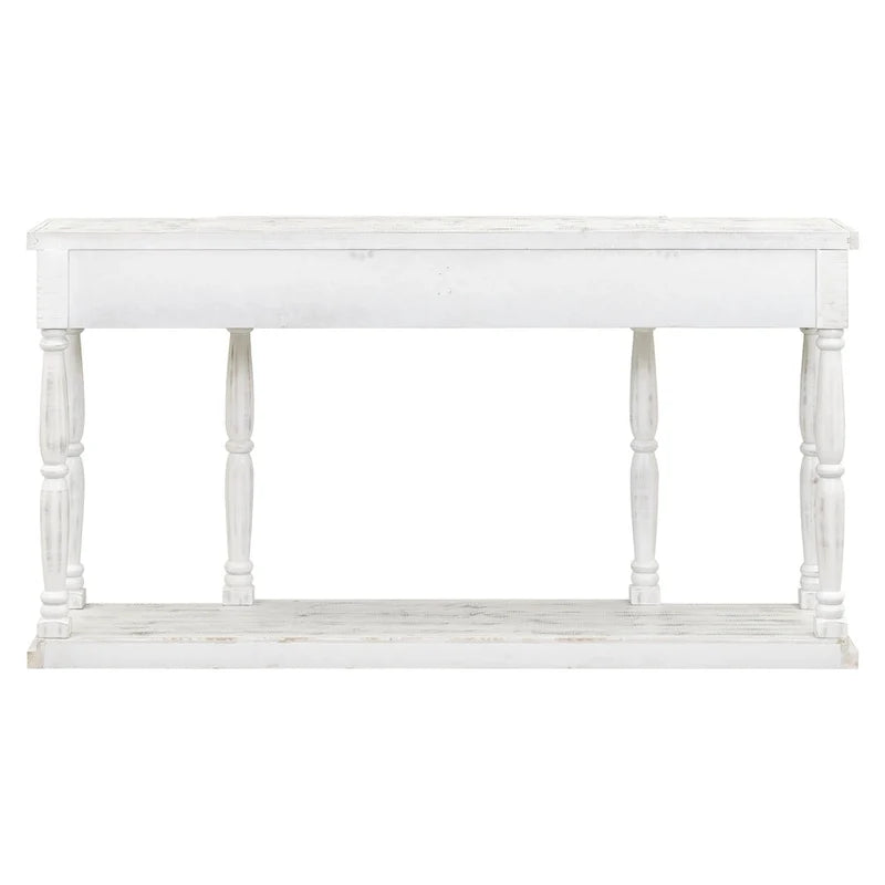 Table console rétro avec 4 tiroirs de rangement à façade avant et 1 tablette