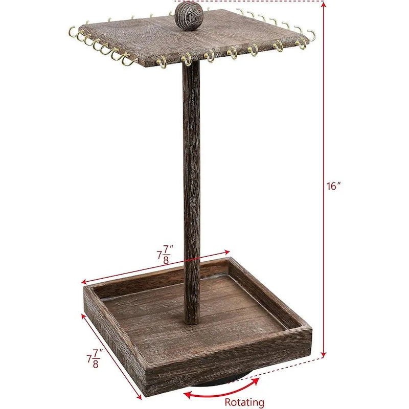 Organizador giratorio de joyas de madera