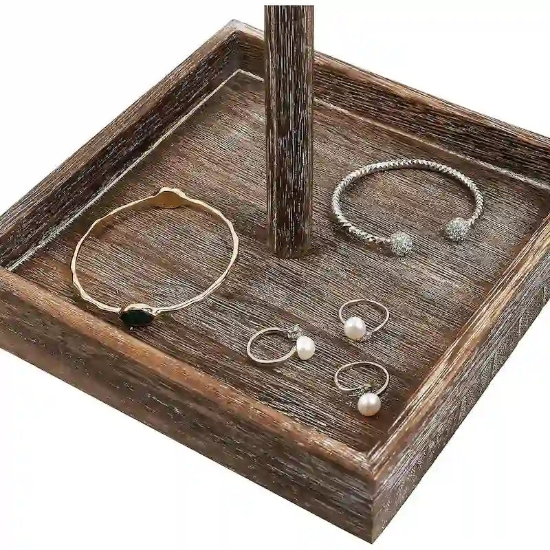 Organizador giratorio de joyas de madera