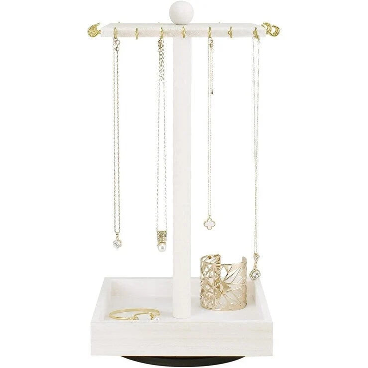 Organizador giratorio de joyas de madera