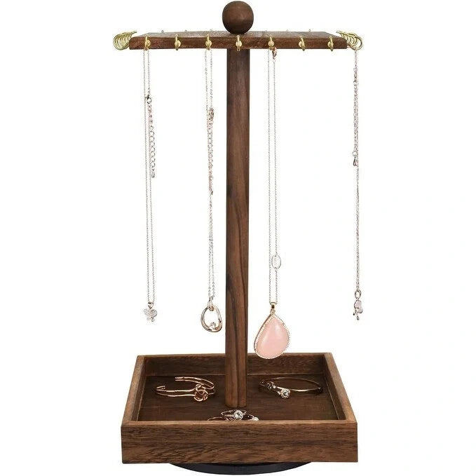 Organizador giratorio de joyas de madera