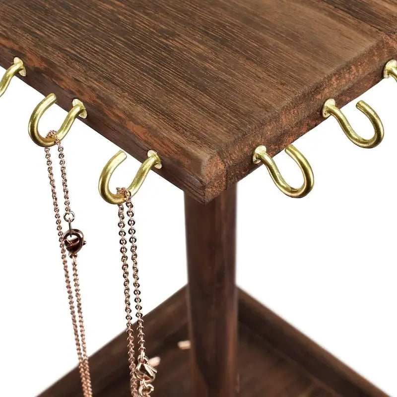 Organizador giratorio de joyas de madera