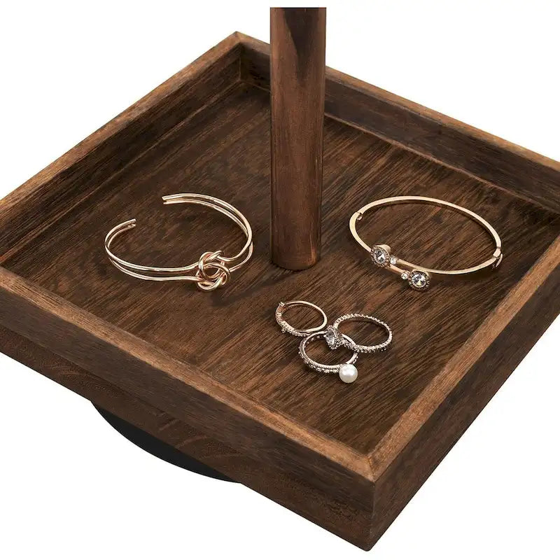 Organizador giratorio de joyas de madera