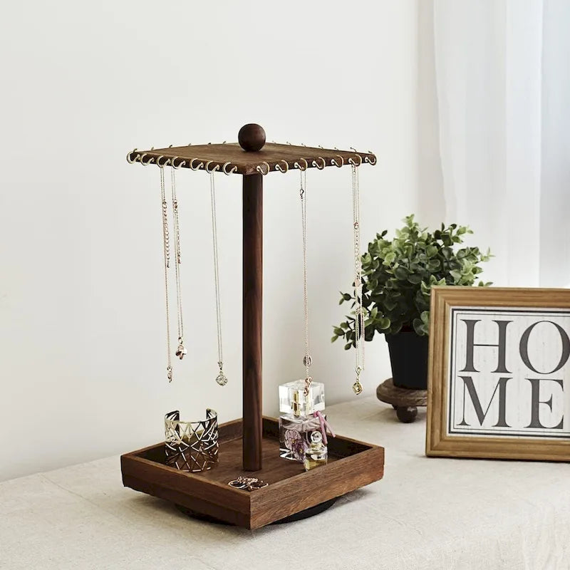 Organizador giratorio de joyas de madera