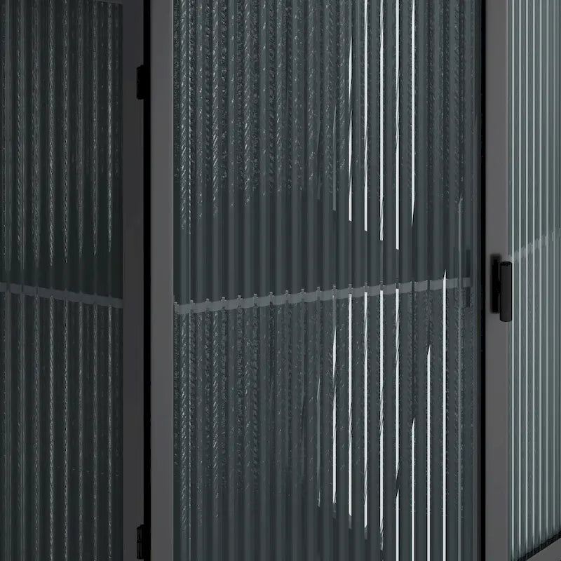Armoire d’angle au sol, 3 niveaux avec portes en verre trempé et tablettes de rangement