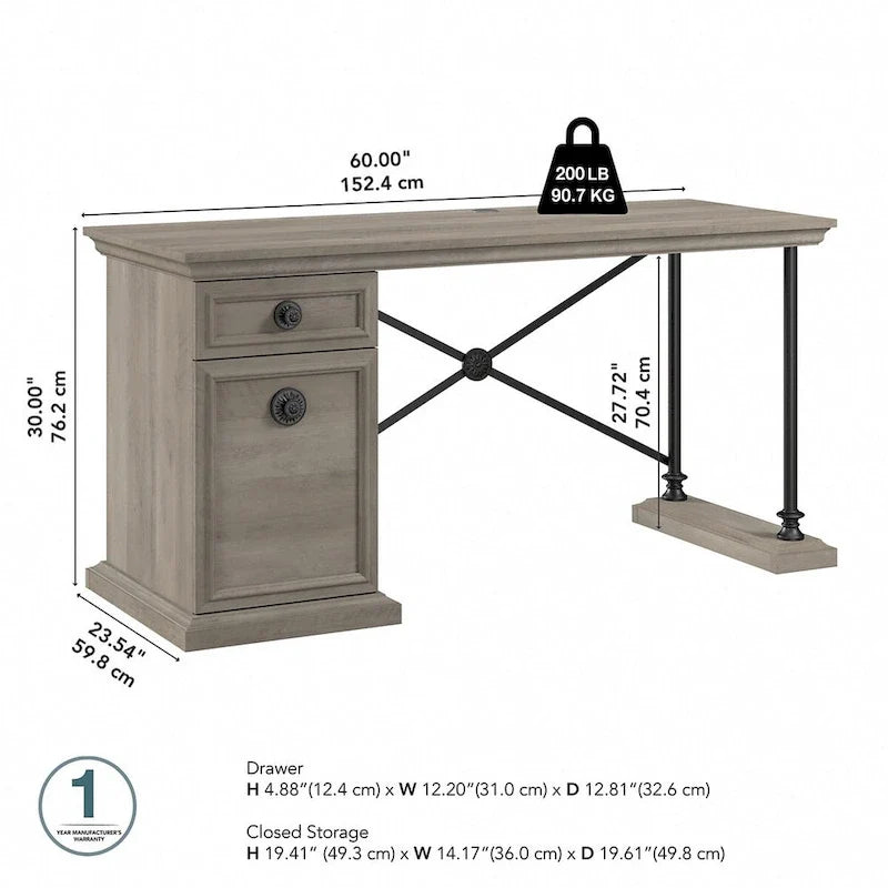 Bureau design de 60 W avec rangement